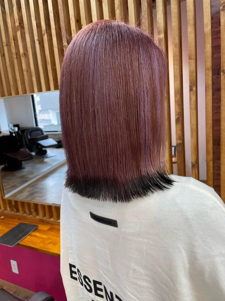 ミディアム カラー ベージュカラー 黒髪 ピンクカラー ピンクベージュ カット ヘアカラー YUI/ ブリーチカラー🌷のヘアスタイル