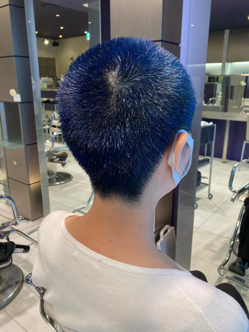 ショート カラー ブルーカラー ハイトーンカラー スキバサミを使わない カット🌼唯🌼のヘアスタイル