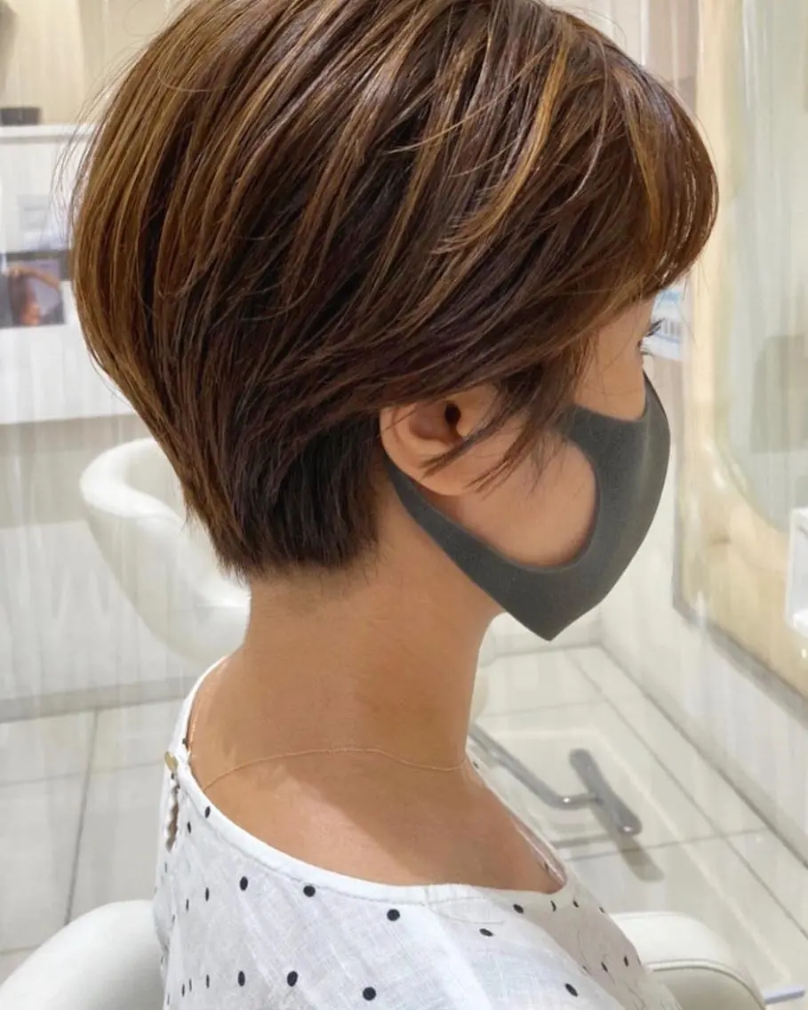 ショート カラー ベージュカラー ハイライトカラー ハイライト 田中 あかねのヘアスタイル