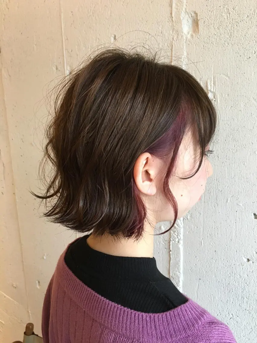 ショート カラー グレージュ ピンクカラー ピンクパープル パープルカラー レイヤー/大人メンズ パーマ🌀 平島拓也のヘアスタイル