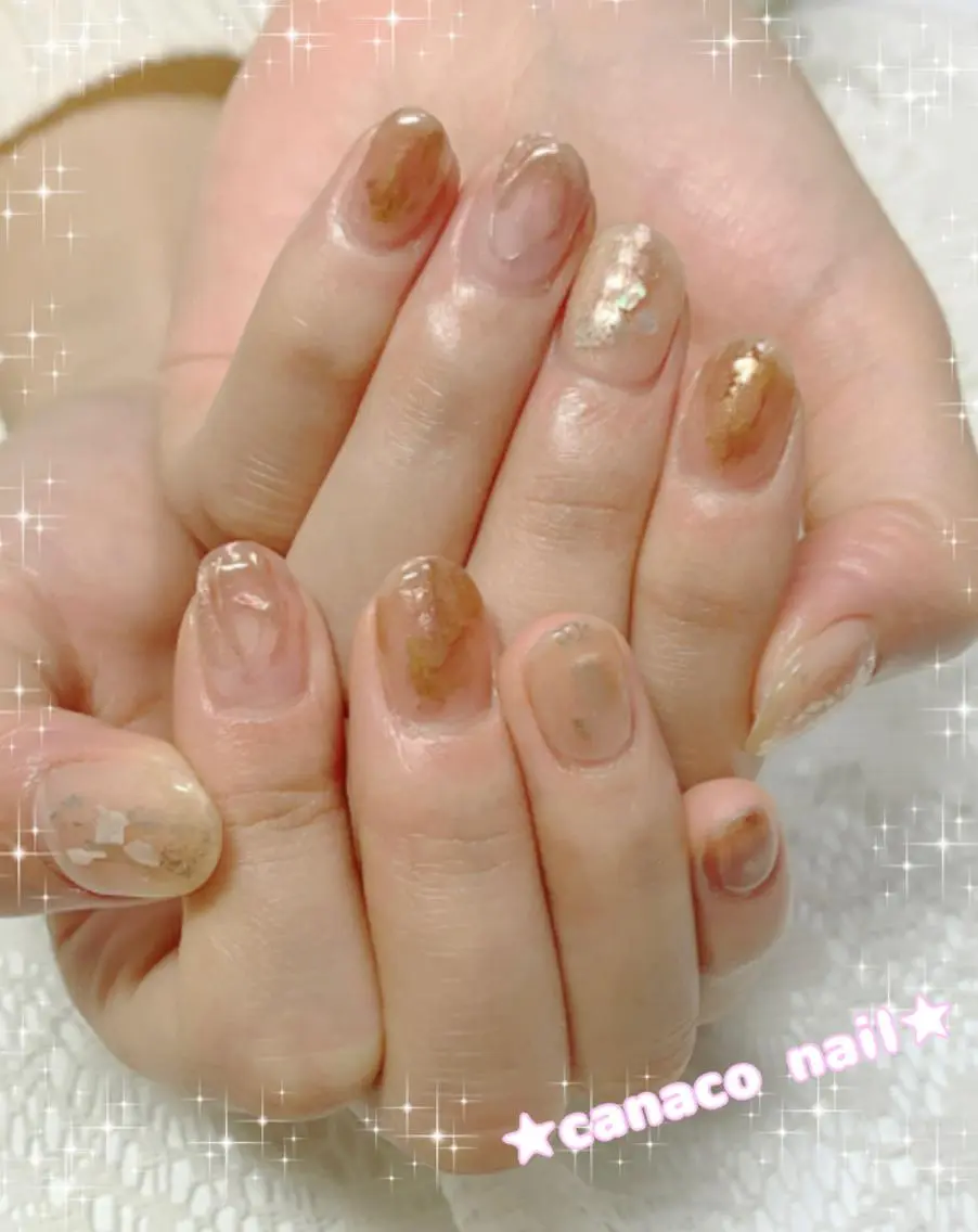 ネイル ブラウン ミラーネイル ニュアンスネイル ピンク ハンドネイル ハンドケア ベテランネイル cnc  nailのネイルデザイン