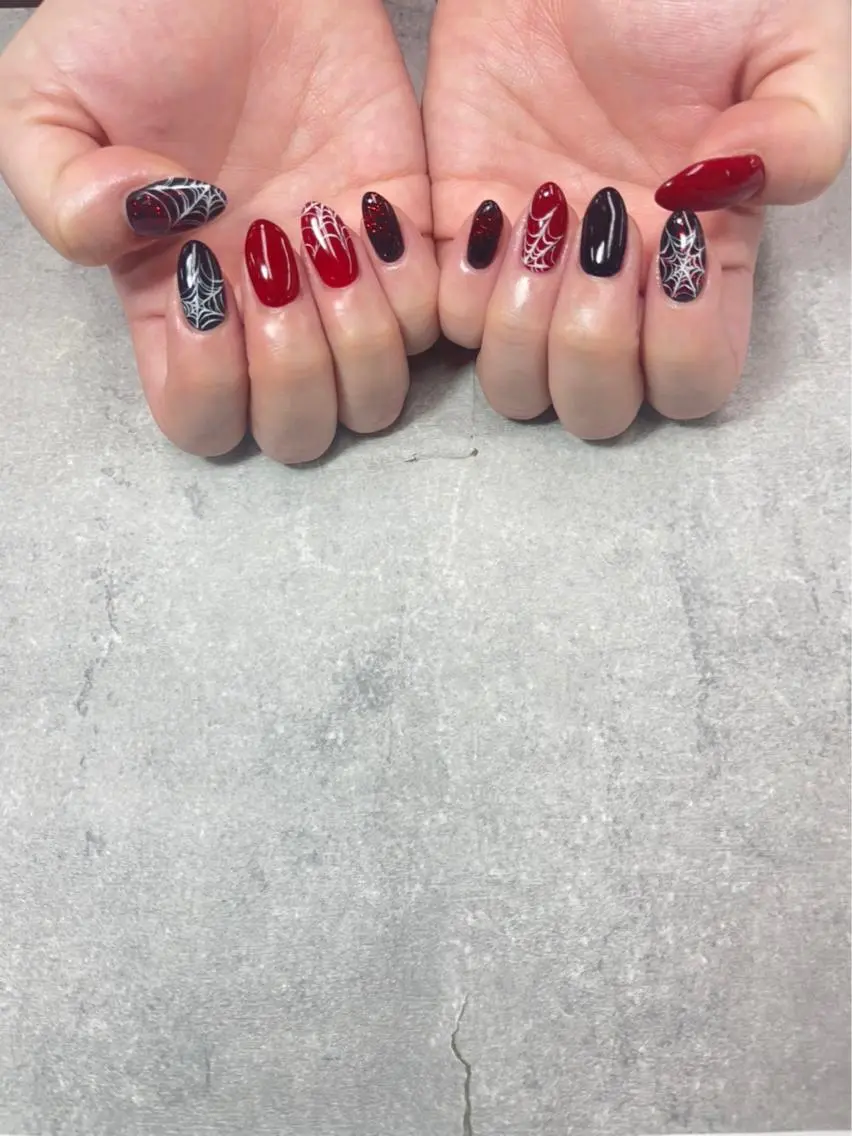 ネイル ハロウィン 赤色 ハンドネイル ハンドケア FASTNAIL PLUS 新宿店のネイルデザイン