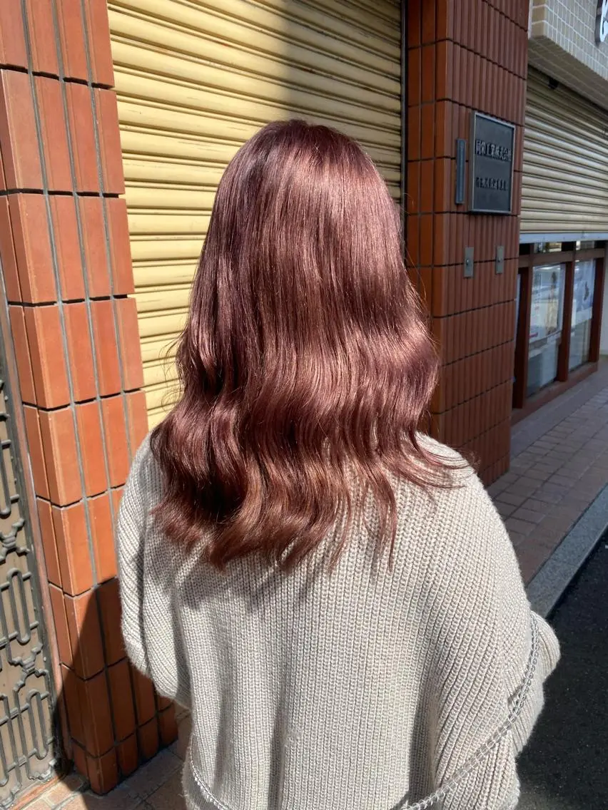 セミロング カラー ピンクカラー バイオレットカラー 縮毛矯正とレイヤー カット/杉村凜汰郎のヘアスタイル
