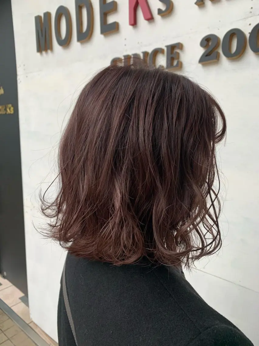 ミディアム カラー ブラウンカラー カット パーマ トリートメント Zina天王寺 CHIAKIのヘアスタイル