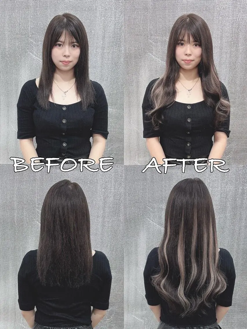 ロング カラー ヘアアレンジ シールエクステ バレイヤージュ ブリーチ ケアブリーチ ダブルカラー LIP 大阪本店 エクステ MISAのヘアスタイル