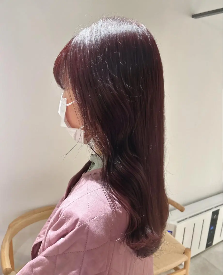セミロング カラー ブリーチ ブラウンカラー ブリーチなしカラー ピンクカラー ピンクブラウン カット ヘアカラー トリートメント ヘッドスパ スキバサミを使わない カット🌼唯🌼のヘアスタイル