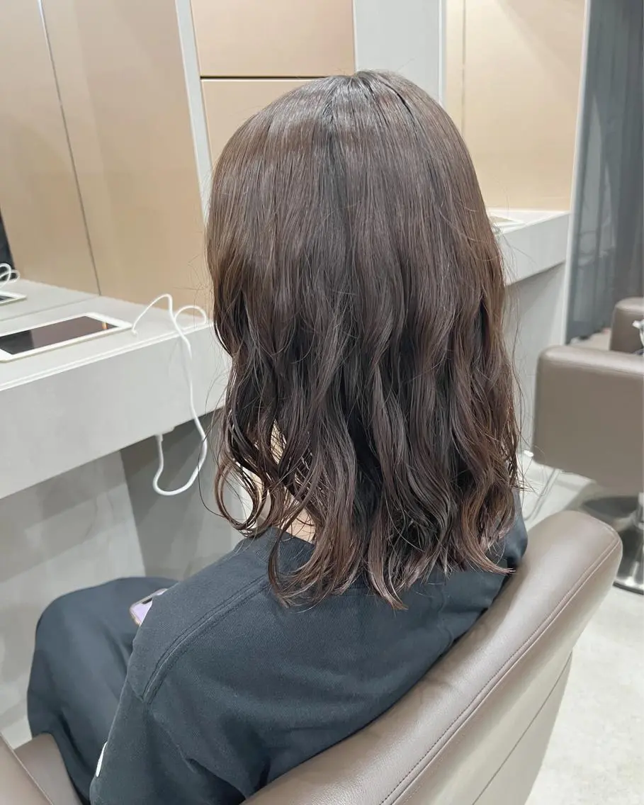 ミディアム パーマ カット パーマ トリートメント ボブパーマコテ巻き風 パーマNo1深江秀平のヘアスタイル