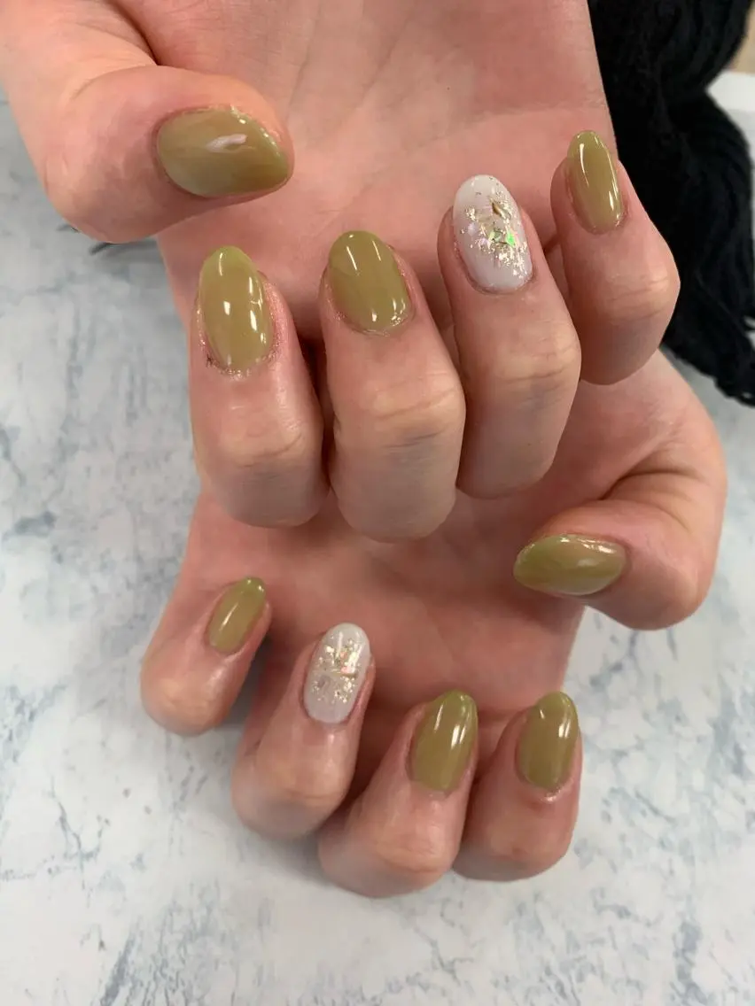 ネイル アートネイル グリーン ハンドネイル Bianca KIKUTIHARAのネイルデザイン
