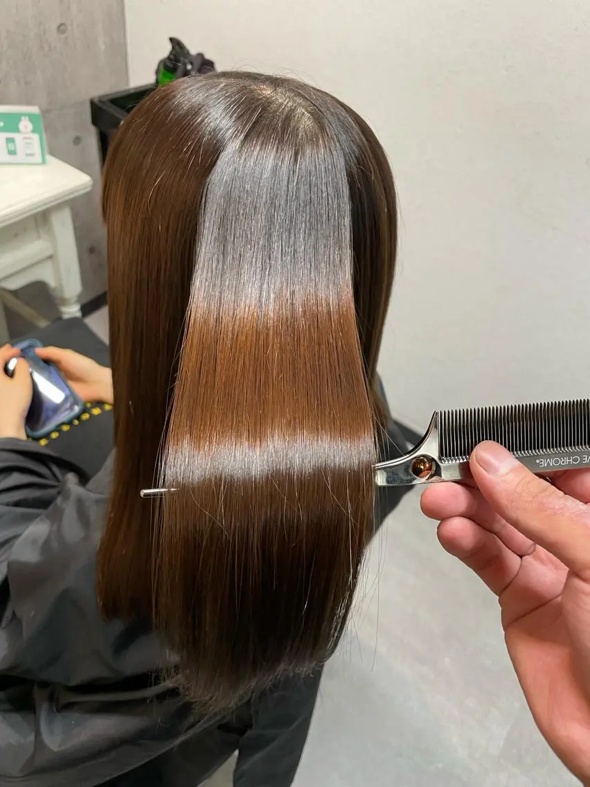 ロング カット ヘアカラー 縮毛矯正 トリートメント 断られる髪に答えを ♣️井上秀樹♠️のヘアスタイル