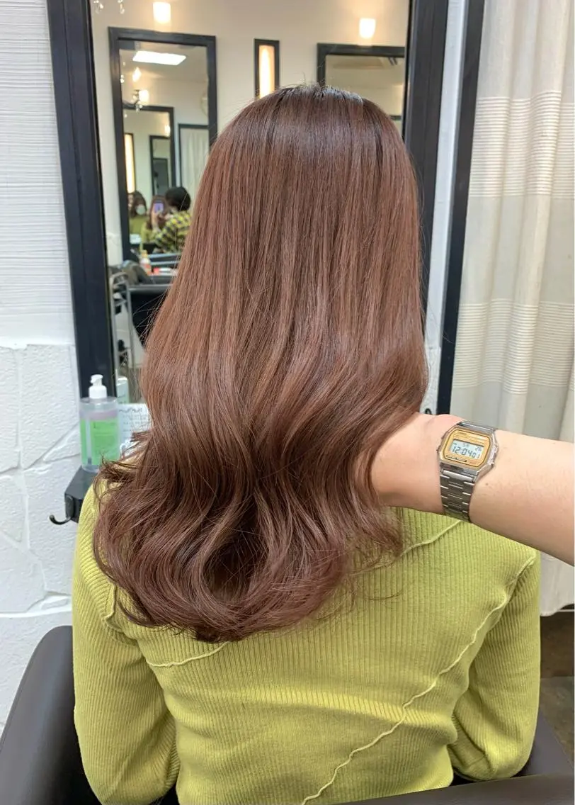 ミディアム カラー ベージュカラー ピンクカラー ピンクベージュ ヘアカラー トリートメント 矢野 晃平のヘアスタイル