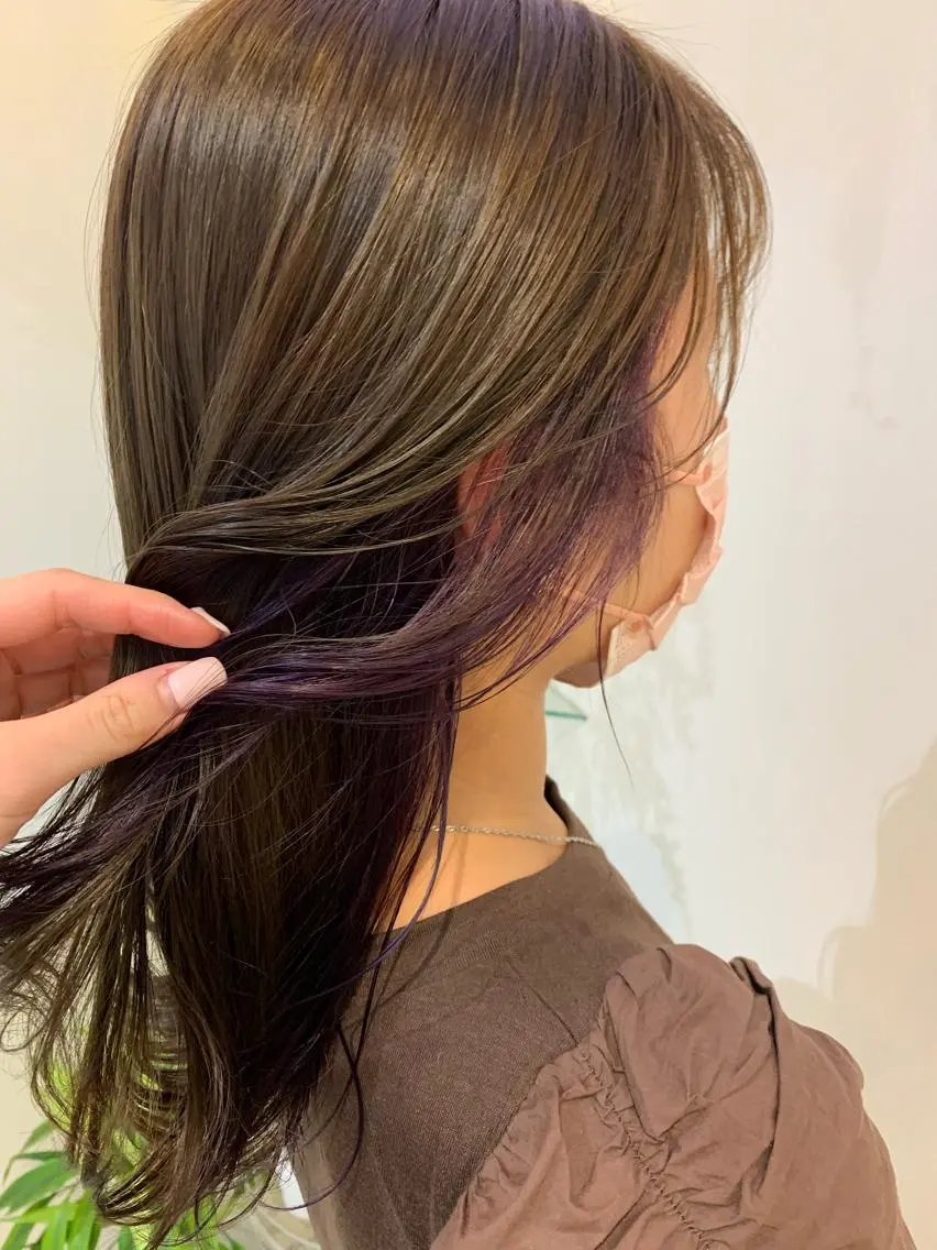 セミロング カラー ラベンダーカラー 透けるbrown カラー🎗♡yukaのヘアスタイル