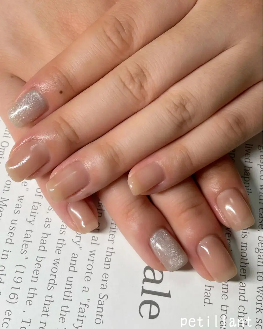 ネイル 長さ出し ジェルネイル マグネットネイル ピンク nail salon petillantのネイルデザイン