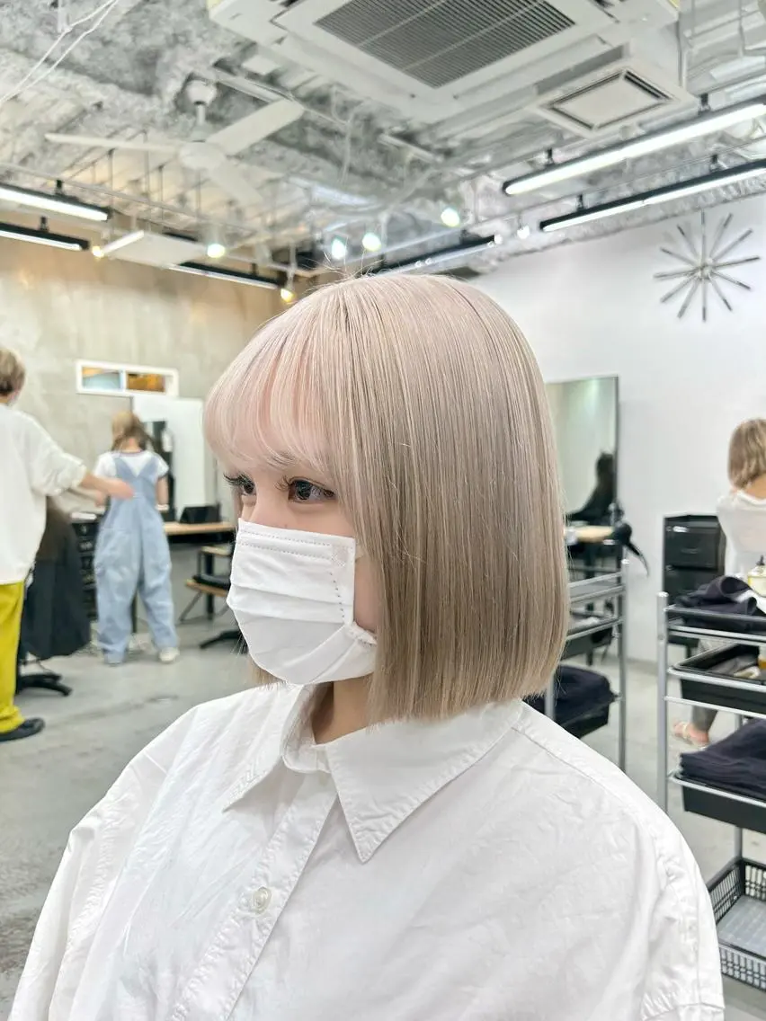 ショート カラー ベージュカラー ホワイトベージュ ボブ ヘアカラー トリートメント 韓国/ハイトーン/ ボブ🎀MIKU🎀のヘアスタイル