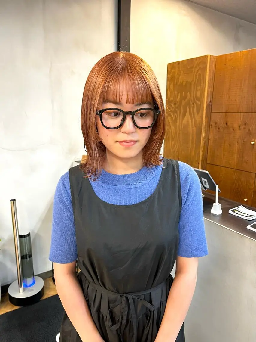 ミディアム カラー ヘアアレンジ ブリーチ ブラウンカラー ena/ブリーチなし 透明感・レイヤー🎀のヘアスタイル
