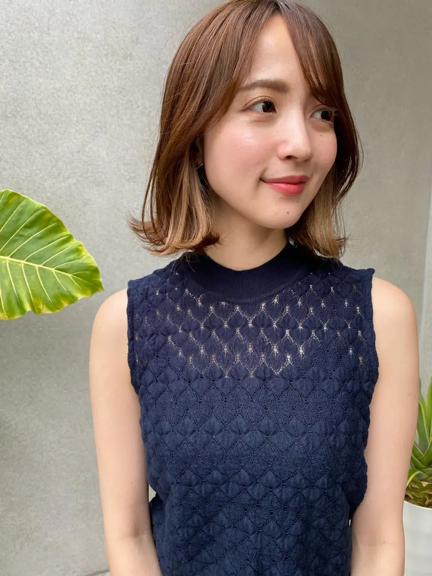 ミディアム カット ヘアカラー トリートメント 韓国風/髪質改善/ ナガヤアキラのヘアスタイル