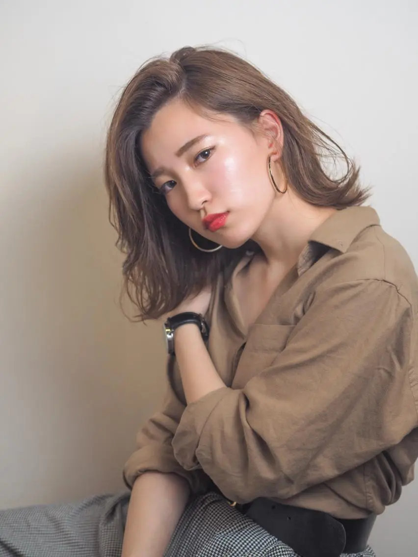 ミディアム ハイライト 坂本 直樹のヘアスタイル