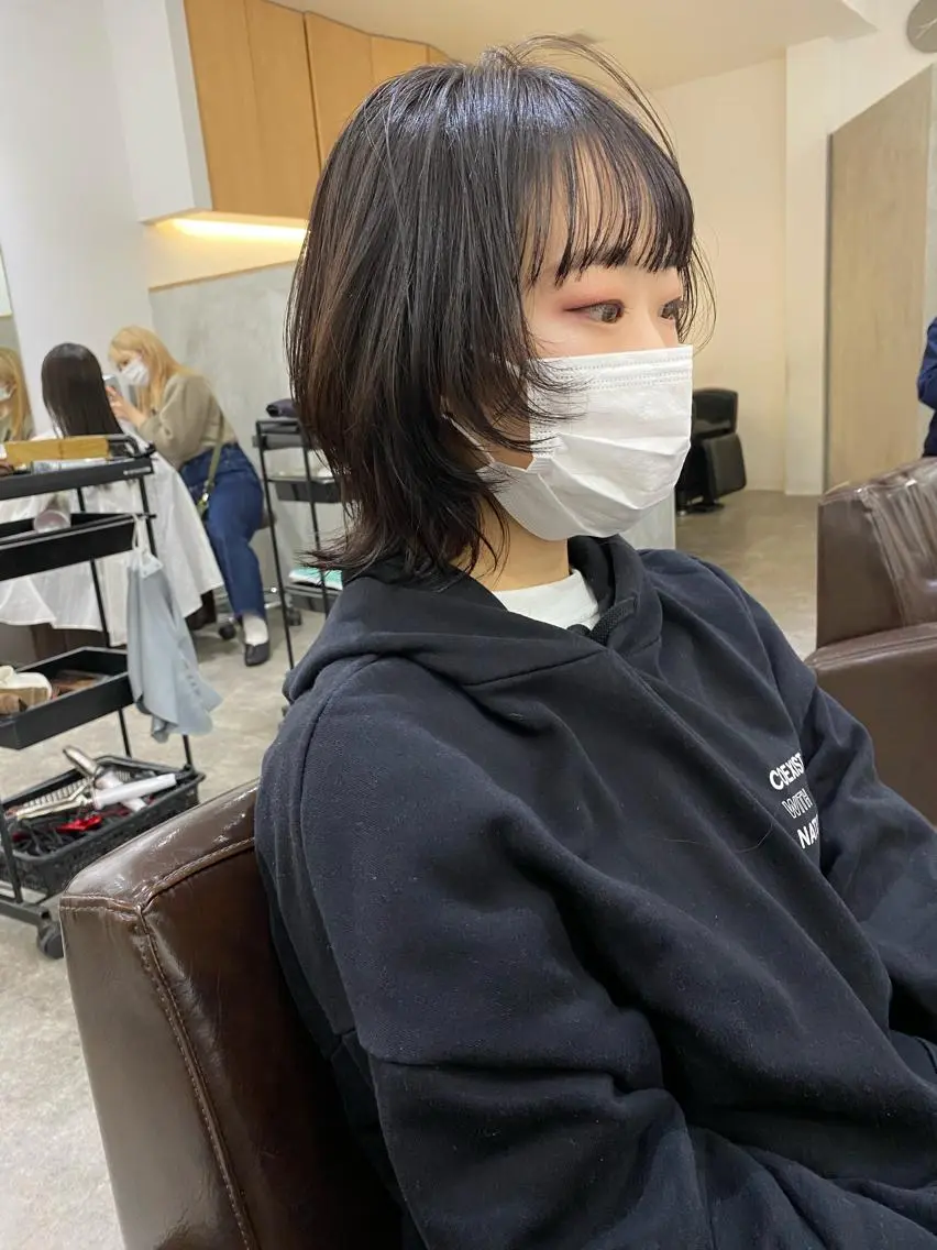 ミディアム カラー アッシュ ダークアッシュ ウルフカット カット ヘアカラー 森貴裕/ニュアンス パーマ/オリーブのヘアスタイル