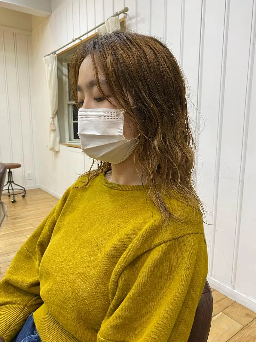 セミロング パーマ セミロングパーマ デジタルパーマ ショート& パーマ　坂本のヘアスタイル