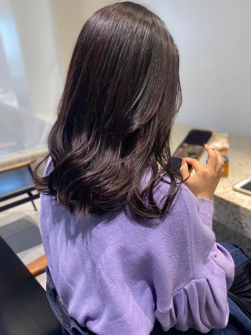 ミディアム ハイライト カット ヘアカラー three.大手前 田井 綾乃のヘアスタイル