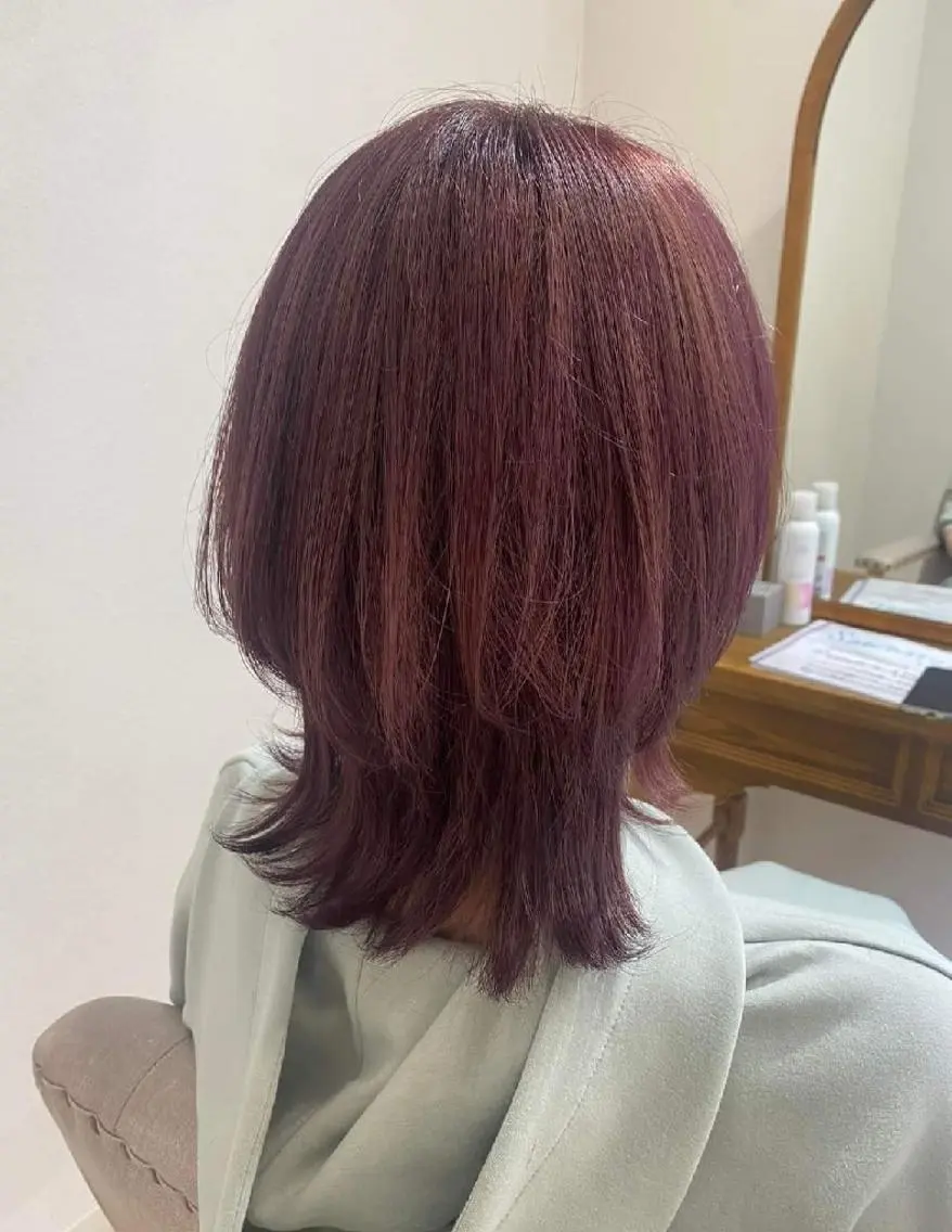 ミディアム カラー ブリーチ ピンクカラー 赤松 摩美のヘアスタイル