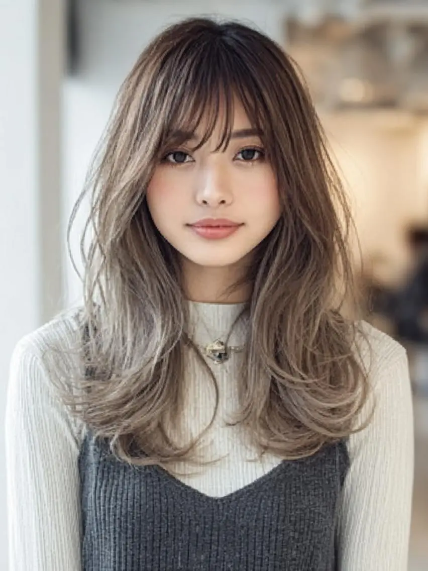 セミロング ハッシュカット 髪質改善 レイヤーカット 縮毛矯正 トリートメント カット ヘアカラー トリートメント 生艶髪＆レイヤー🔔 渋谷お薦めNo.1✨のヘアスタイル