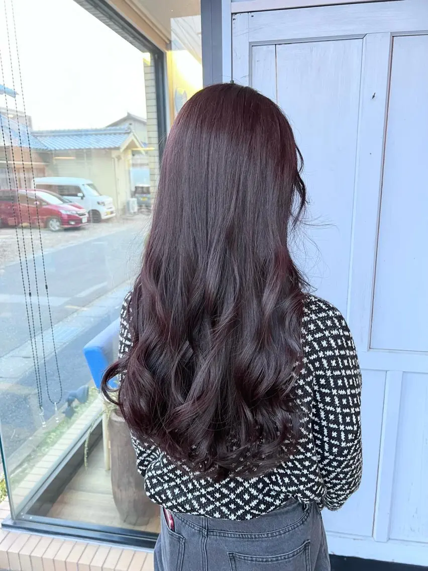 ロング カラー ピンクカラー バイオレットカラー ヘアカラー トリートメント ツキダテ ユイのヘアスタイル