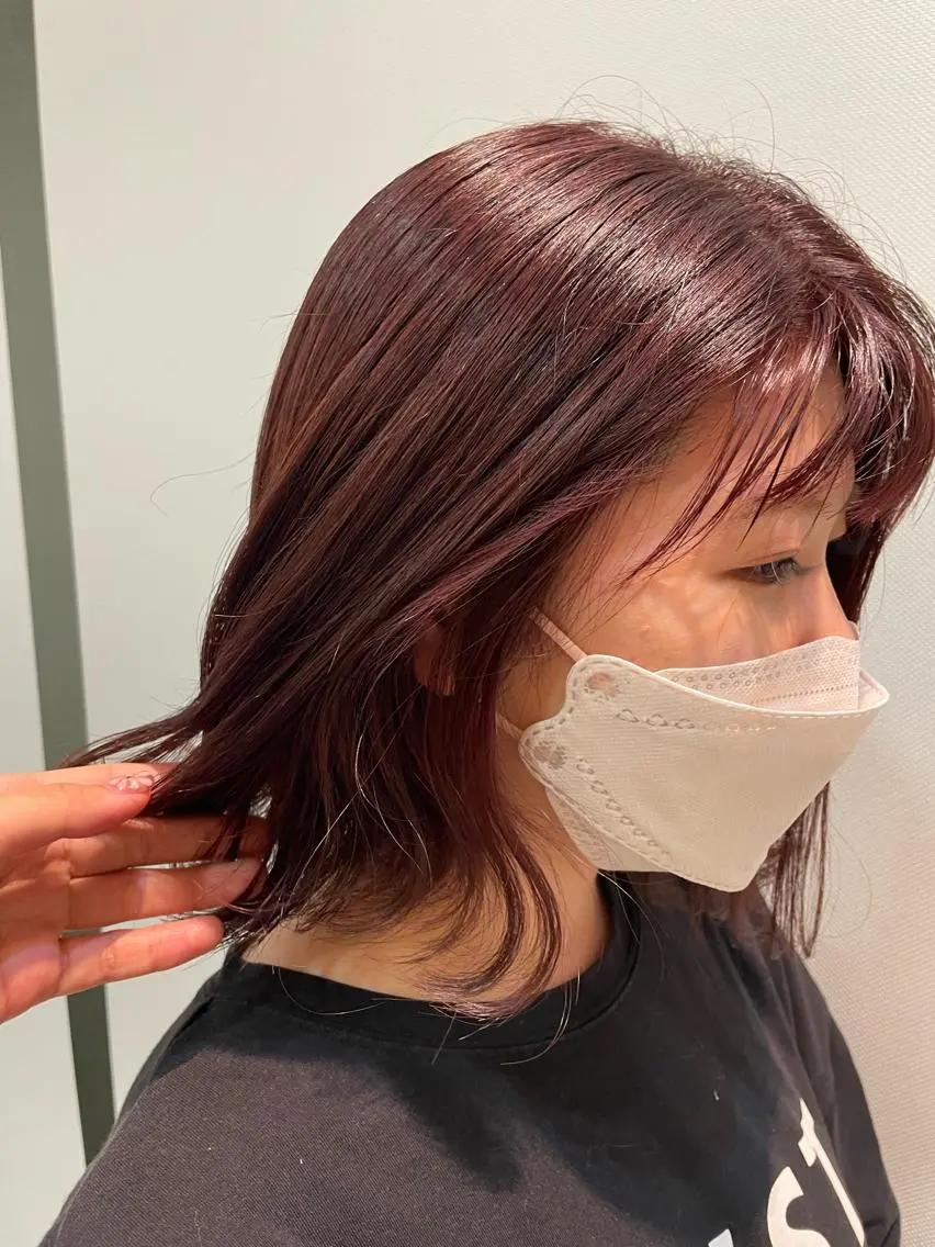 カラー ブラウンカラー カシス 顔まわり/インナー カラー/ syuriのヘアスタイル