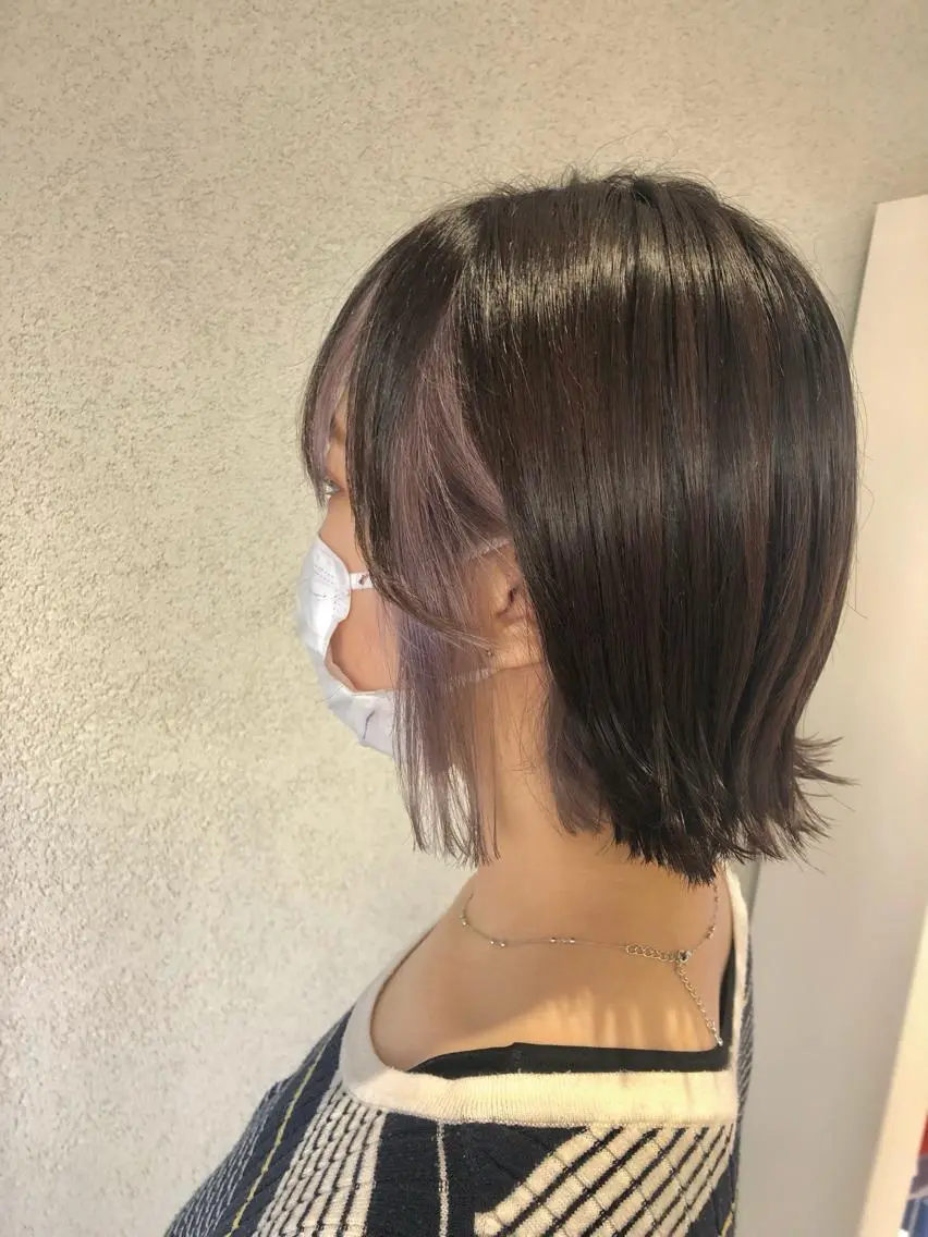 ショート カラー イヤリングカラー ラベンダーカラー ヘアカラー 阿部 美咲のヘアスタイル