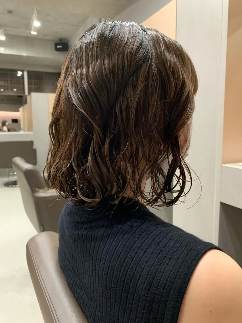 ミディアム パーマ ボブパーマコテ巻き風 パーマNo1深江秀平のヘアスタイル