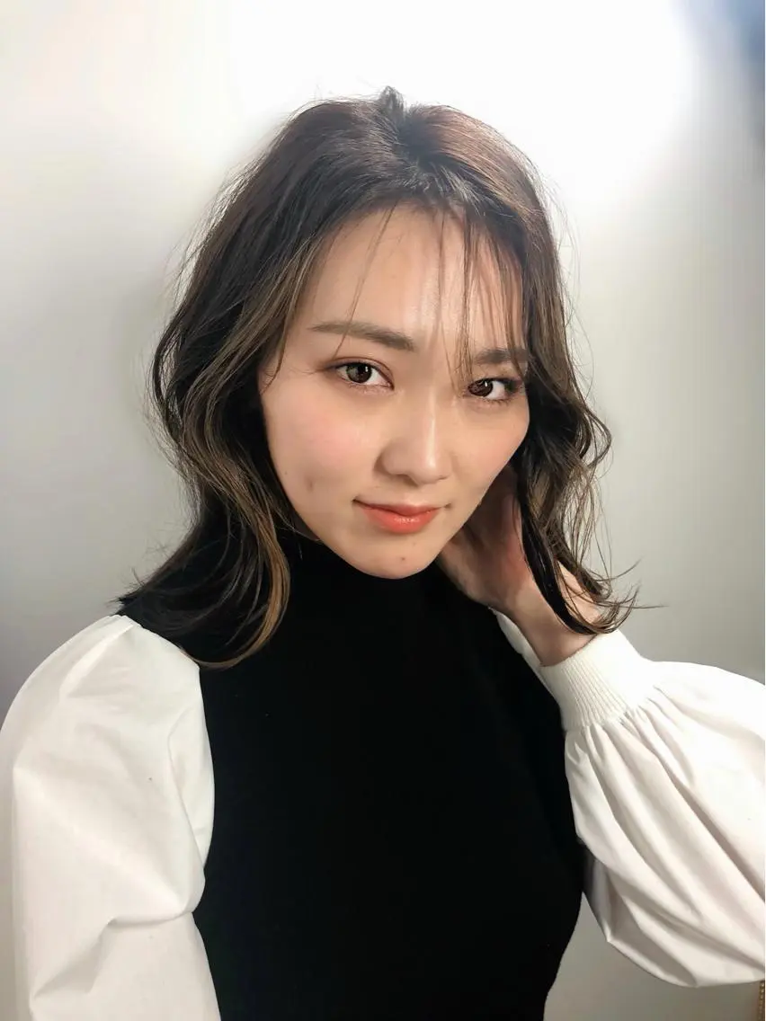 ミディアム ミディアムパーマ カット パーマ 藤井 さと実のヘアスタイル