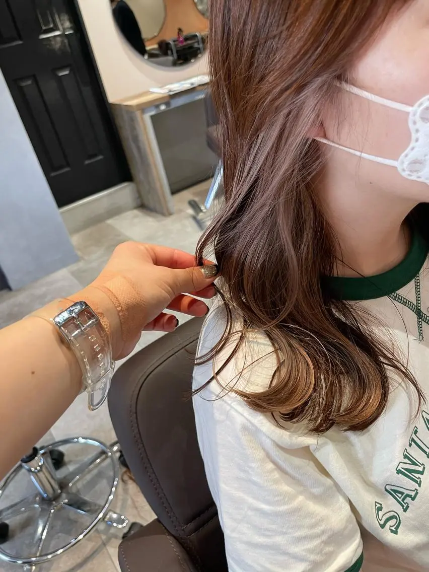 セミロング カラー ベージュカラー オレンジ オレンジベージュ ピンクカラー ピンクベージュ ヘアカラー トリートメント 💐パーソナルカラー /市橋加菜💐のヘアスタイル