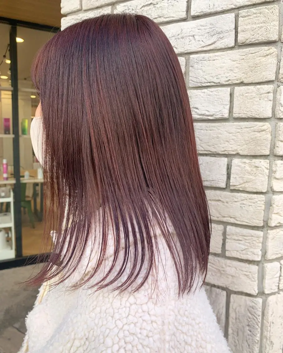 ミディアム カラー ブリーチ ブリーチなしカラー ピンクカラー フェザー/ニュアンス パーマ/ryutoのヘアスタイル