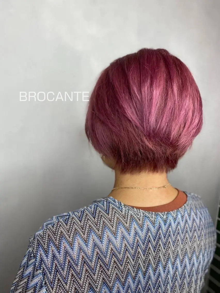 ショート カラー ショートボブ ブリーチ ケアブリーチ ピンクカラー ボブ ヘアカラー BROCANTE立川 karasawa.nのヘアスタイル