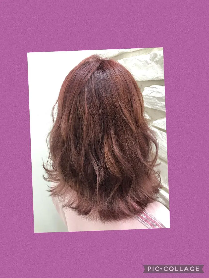 セミロング パープルカラー ヘアセット 野中のヘアスタイル