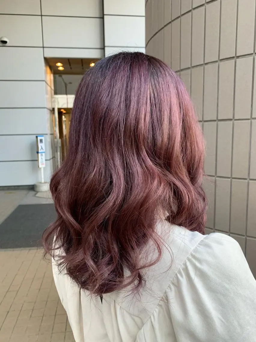 セミロング カラー ラベンダーカラー ラベンダーピンク ピンクカラー Zina天王寺 CHIAKIのヘアスタイル