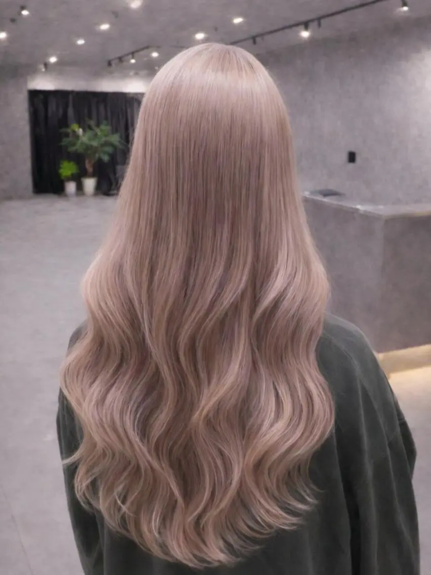 ロング カラー シールエクステ ベージュカラー ピンクカラー ピンクベージュ エクステ エクステ 髪質改善心斎橋 namelessのヘアスタイル