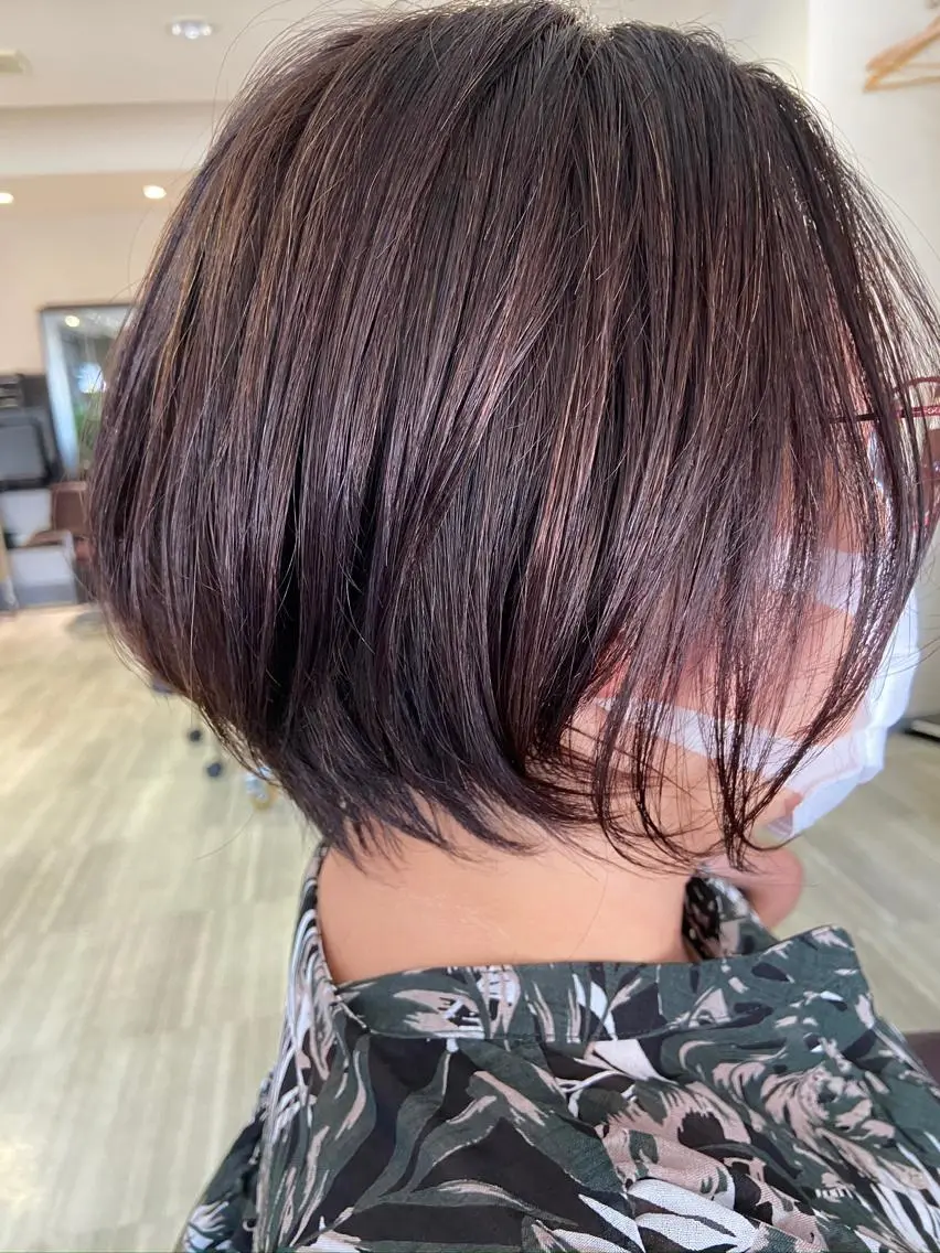 ショート 【南草津】髪質改善 ヘナカラー&縮毛矯正のヘアスタイル