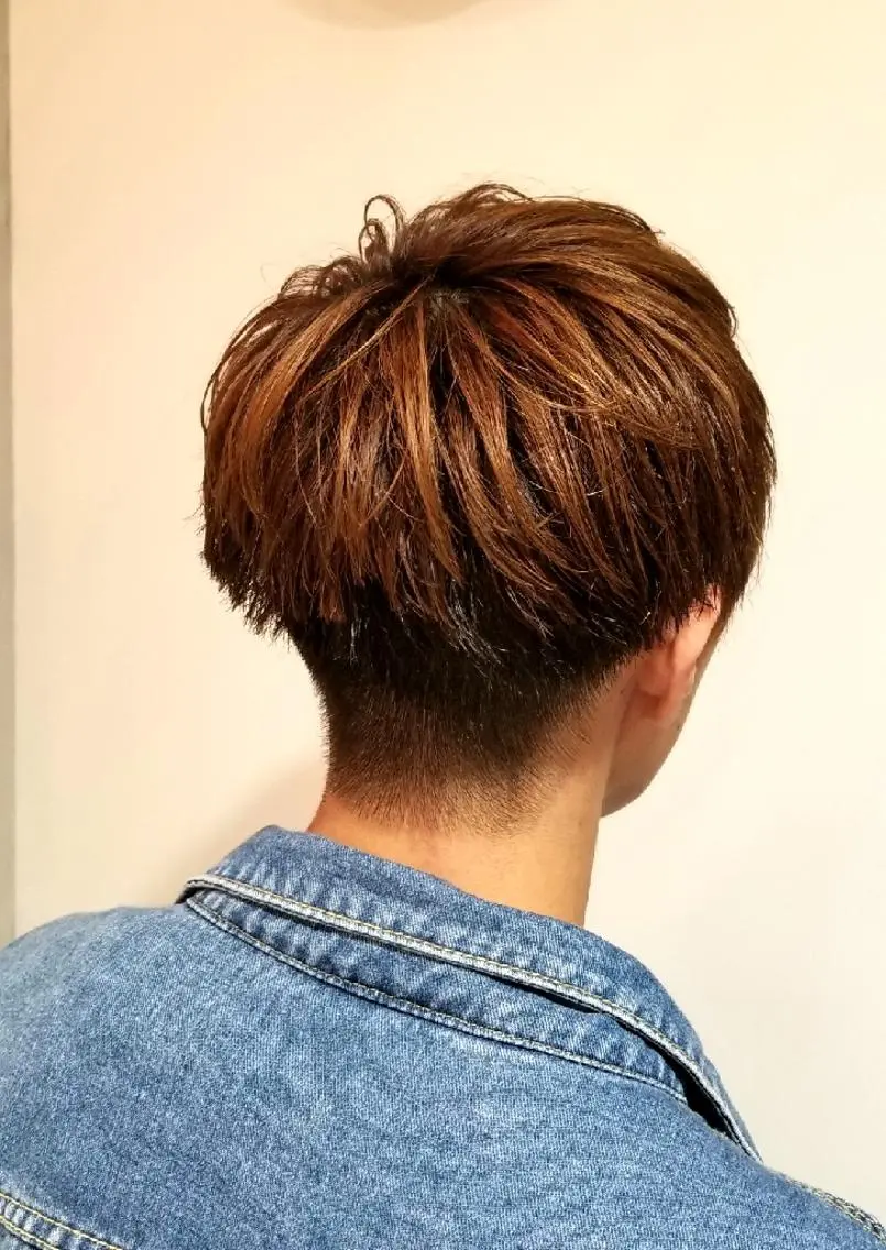 メンズ マッシュ 刈り上げ 🌿赤み消し/ 艶カラー落合 優🌿のヘアスタイル