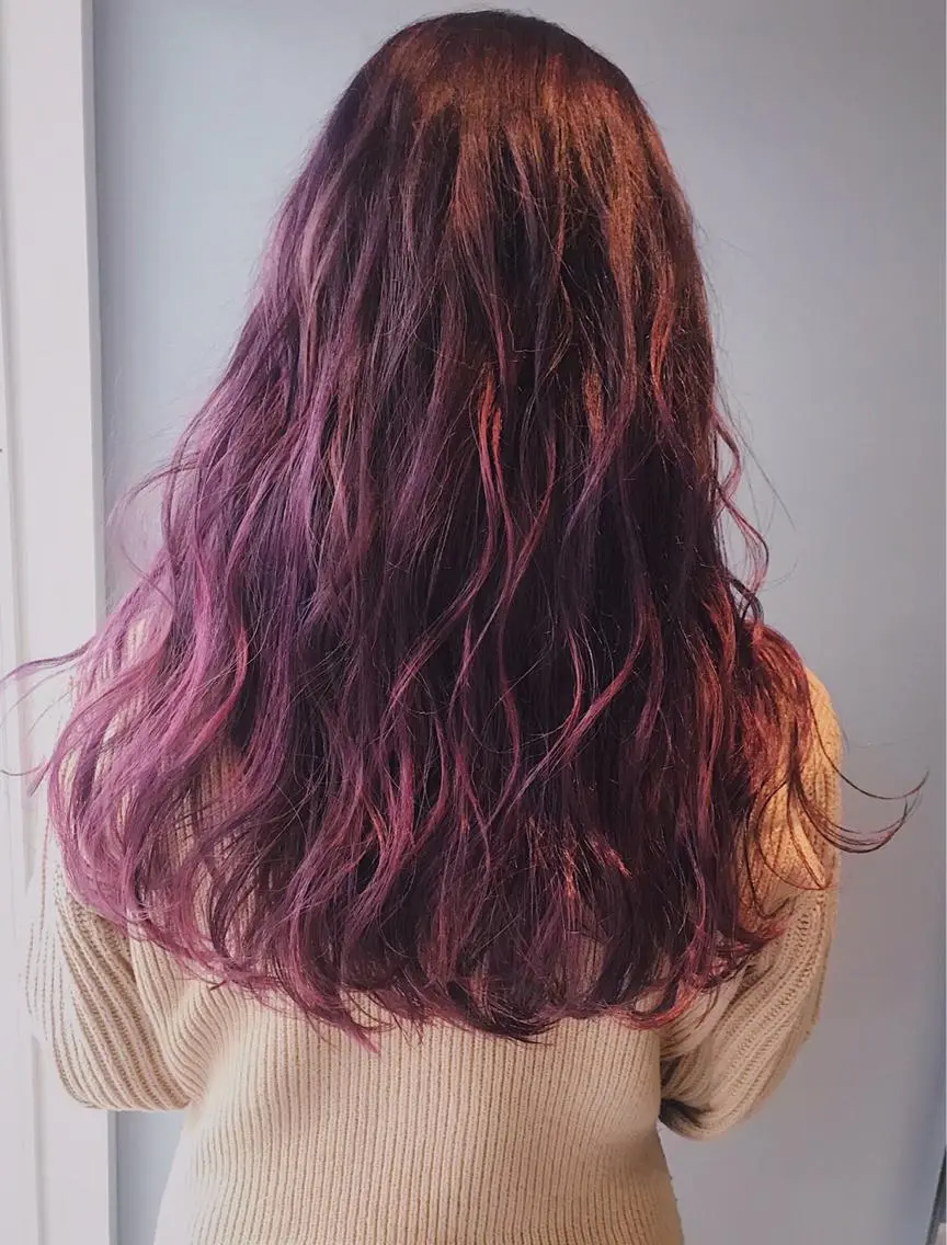 セミロング カラー ヘアアレンジ ピンクカラー ヘアカラー トリートメント lani ブリーチ /ダブルカラーのヘアスタイル