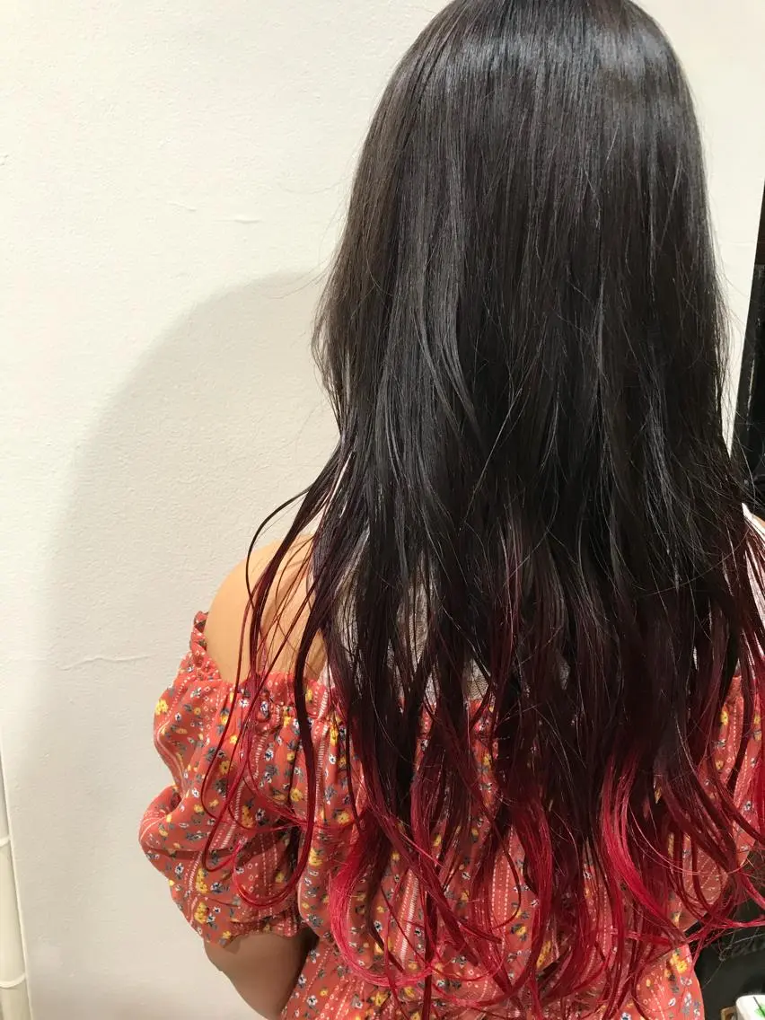 ロング カラー レッドカラー ヘアカラー トリートメント 山崎 澪 レイヤーカット/大宮のヘアスタイル