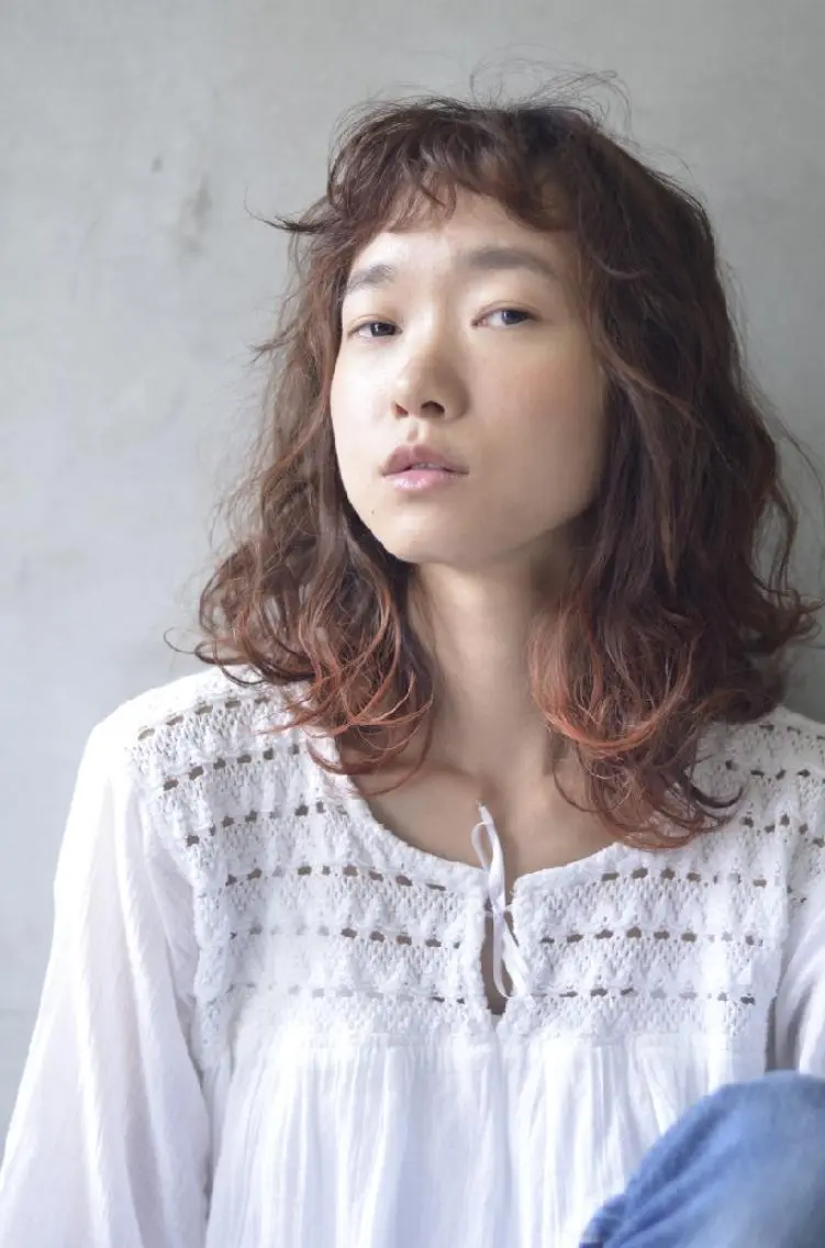 ミディアム カラー オレンジ くせ毛 カット ヘアカラー トリートメント coii コイ【原宿/表参道】のヘアスタイル