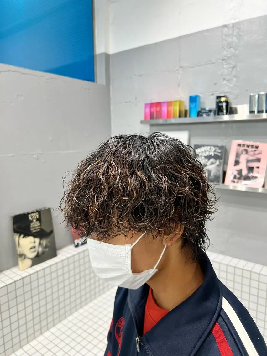 ショート カラー パーマ メンズ カット パーマ メンズ特化 【かな】のヘアスタイル
