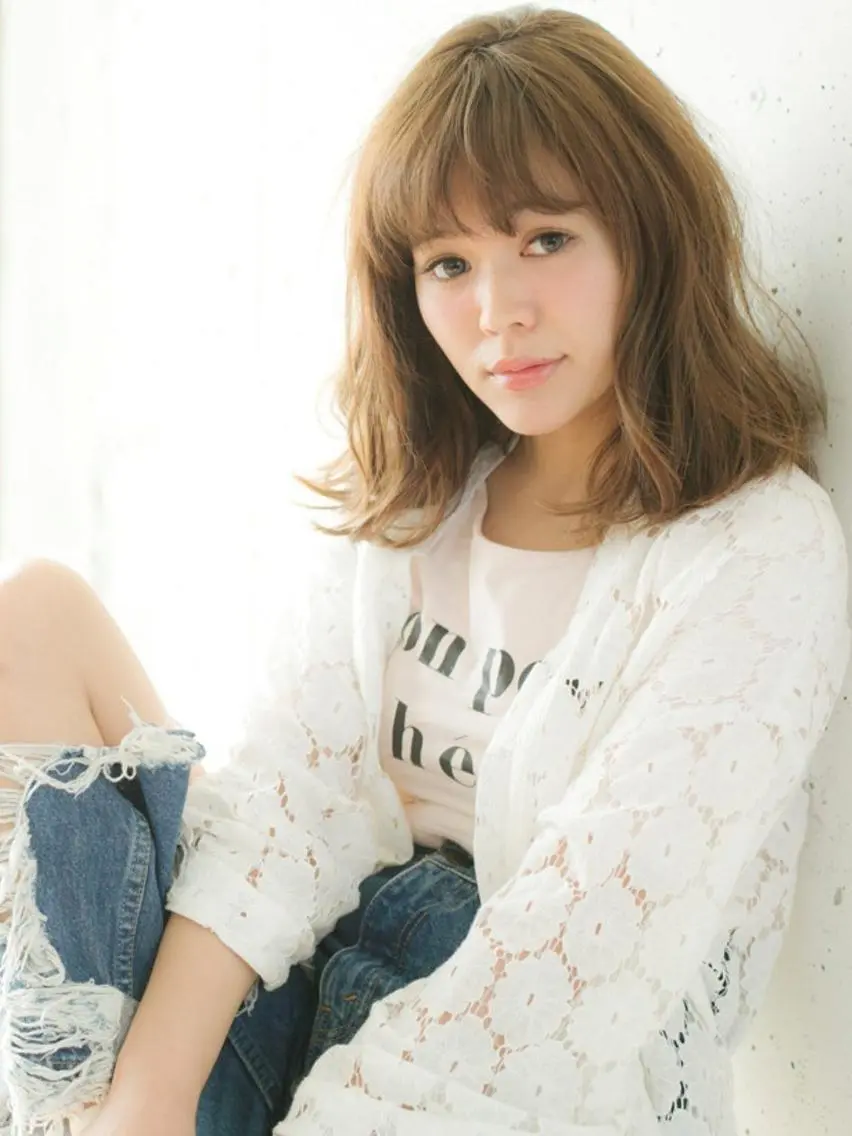 ミディアム カラー パーマ FUKUNAGA YUのヘアスタイル