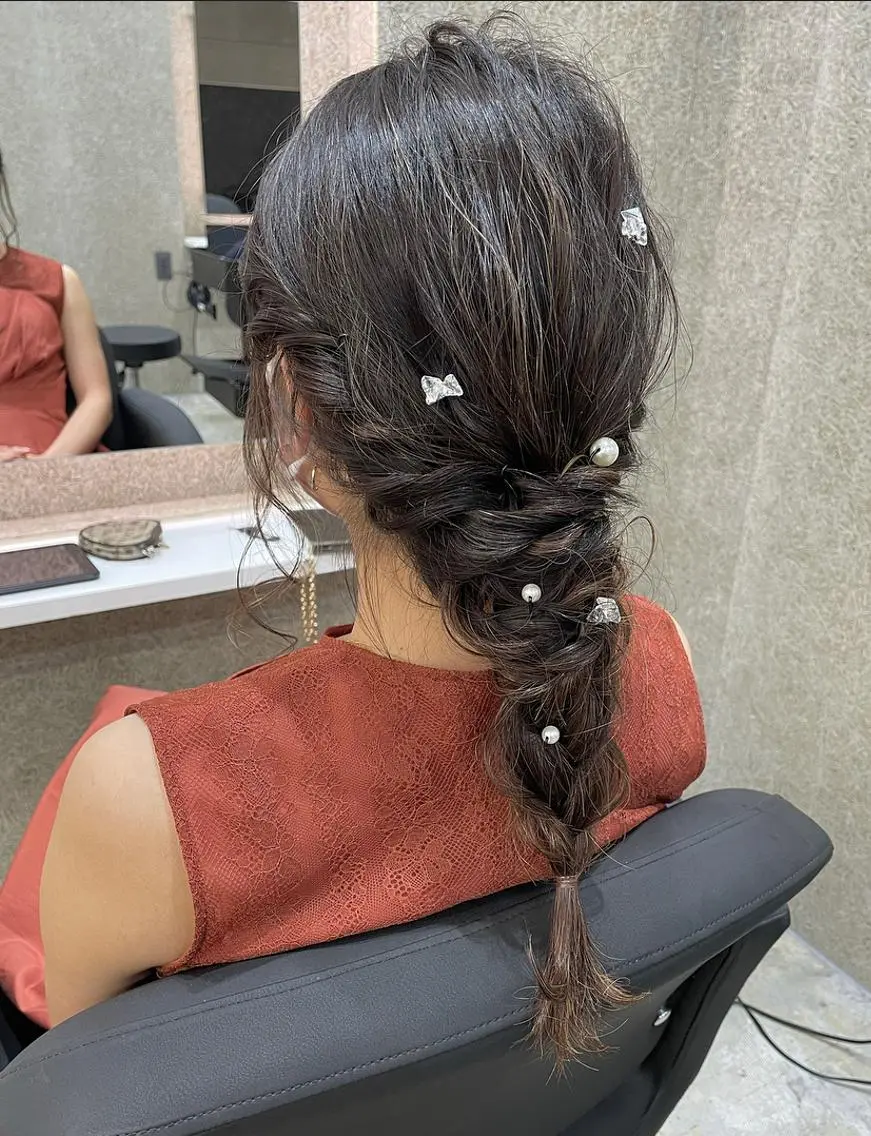 ミディアム ヘアセット 韓国風レイヤー ハイトーンRYOTAのヘアスタイル