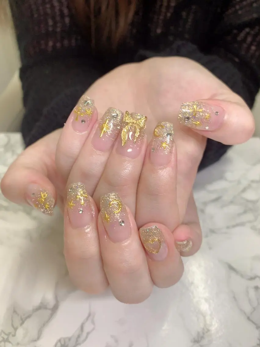 ネイル ハンドネイル はな💎ネイル ワンホン、長さ出しのネイルデザイン