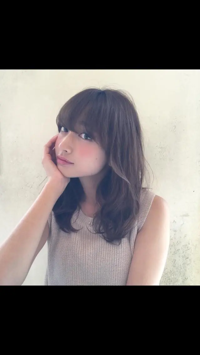 ミディアム セミロング カラー パーマ 田名網 誠司のヘアスタイル