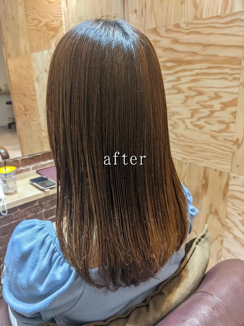 ロング カット 縮毛矯正 トリートメント 美髪矯正 キョウスケのヘアスタイル
