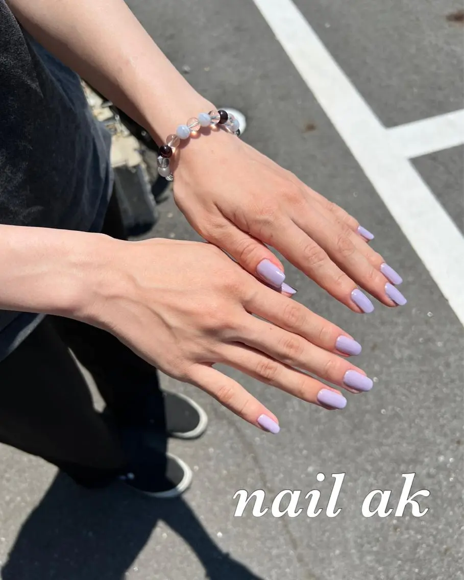 ネイル パステルネイル パープル ハンドネイル ak nail .のネイルデザイン