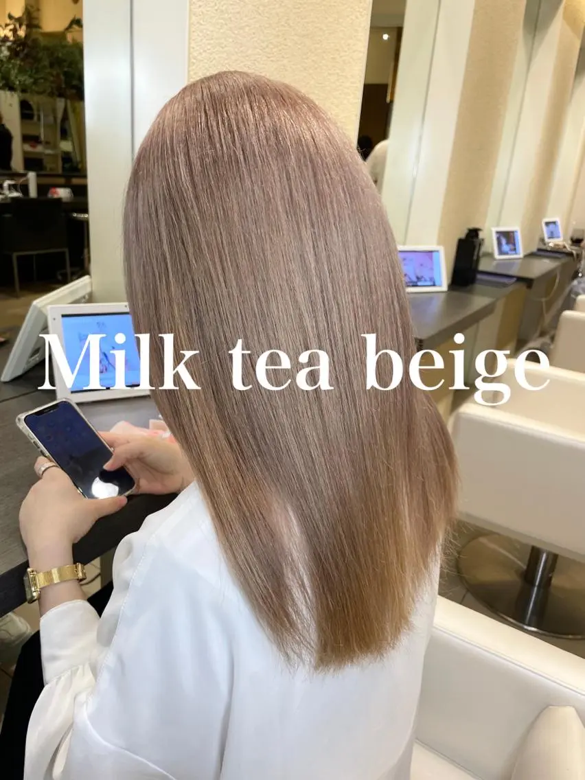 セミロング カラー ミストバング ベージュカラー ブリーチ ブルーカラー ケアブリーチ ヘアカラー 🩵アンブレラカラー 髪質改善　丸尾】のヘアスタイル