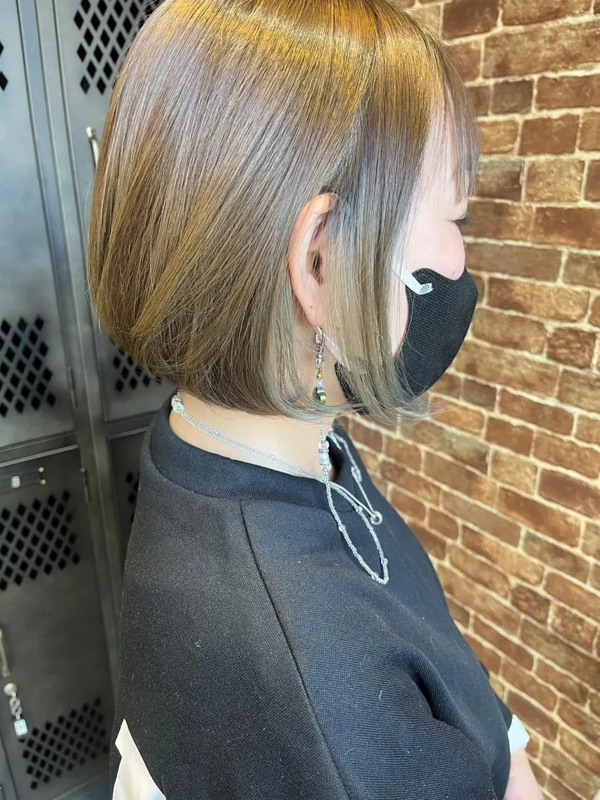 ショート カラー パーマ ヘアアレンジ メンズ キッズ ネイル マツエク・マツパ アイブロウ メンズハイライト メンズパーマ ブラウンカラー ケアカラー 透明感カラー 久木原 ゆりのヘアスタイル